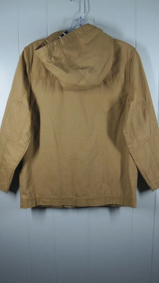 Hannah Anderson Jacket Boys 140 Brown Canvas Hood Lined Pockets Outdoor Chore - Image 2 of 4