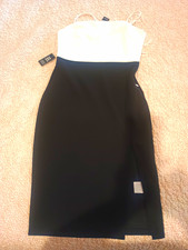 Express Women's Black White Colorblock Sheath Midi Dress XS Sleeveless Strappy