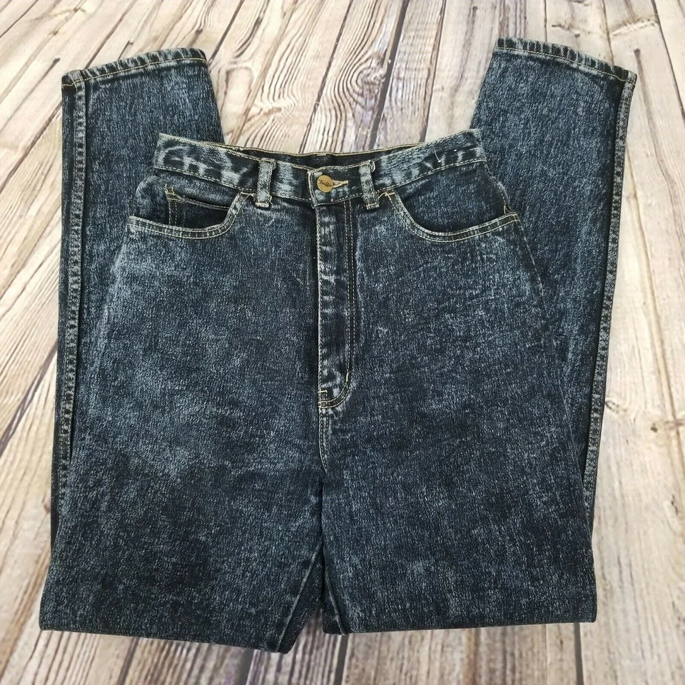 Винтажные джинсы 90-х Traffic с высокой талией кислотная стирка мама 25x30 гонконгский сужающийся деним - Изображение 3 из 4