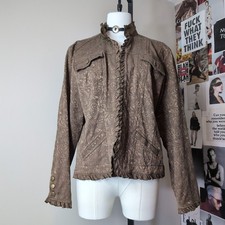 Floral Brocade Boho Ruffle Trim Jacket