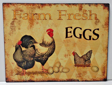 Farm Fresh Eggs Metal Distressed Sign 13x9 1/2 Barnyard Designs