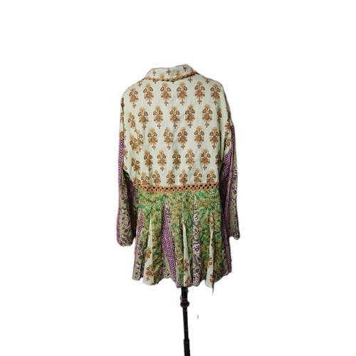 New Free People Sweet Mint Combo Baby Boho Printed Mini Dress Size Small. - Picture 2 of 7