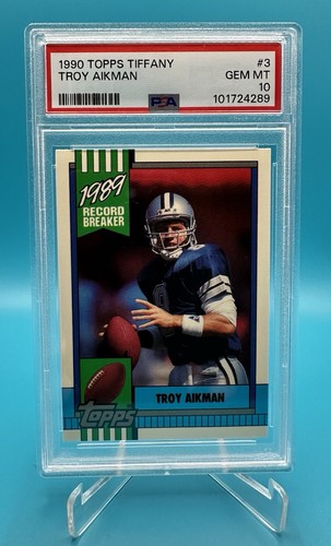 1990 Topps Tiffany - Troy Aikman #3 (HOF) Record Breaker PSA 10 Gem Mint - Picture 1 of 2