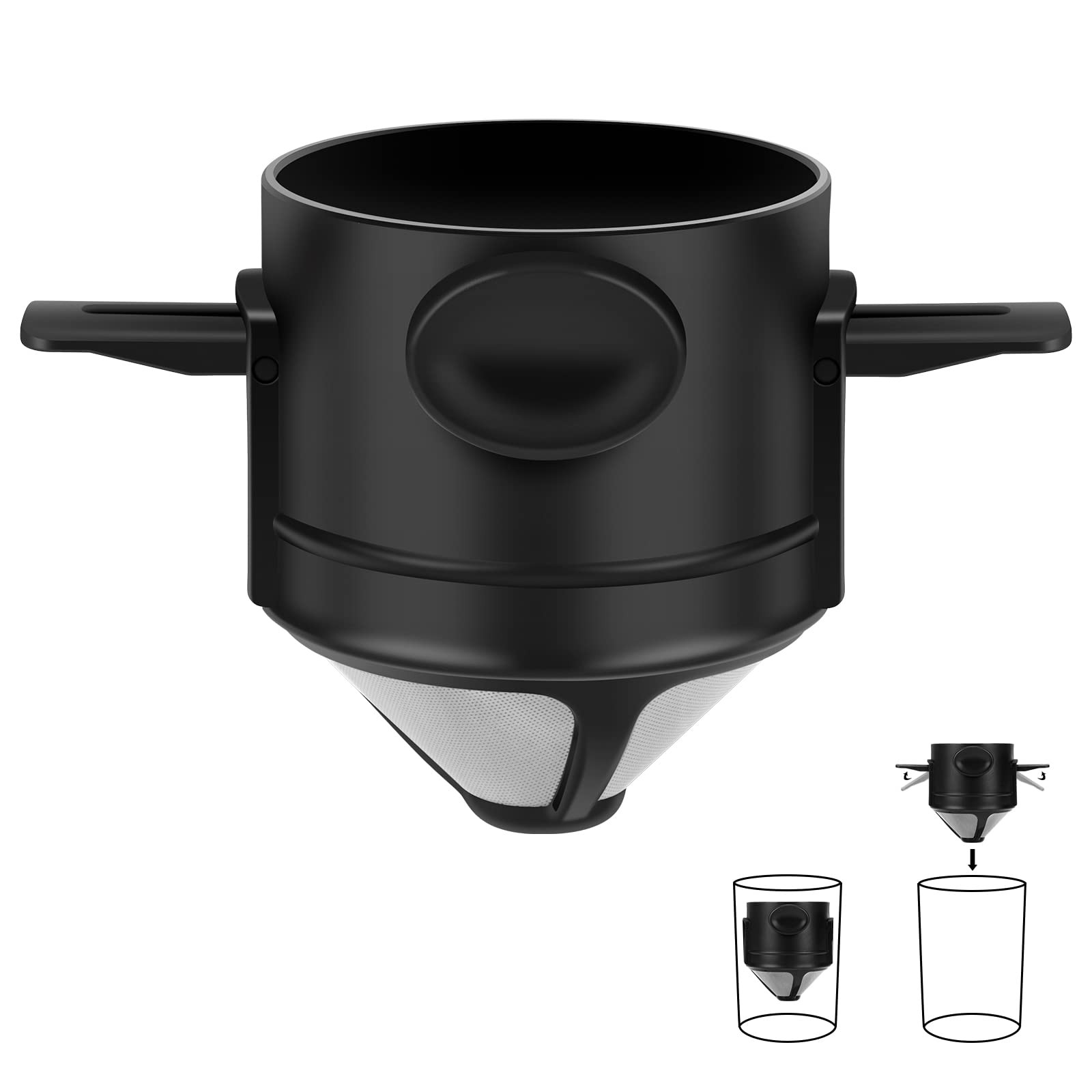 Pour Over Coffee Maker,Portable Stainless Steel Reusable Coffee Filter, Mini ...