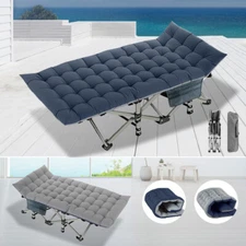 NAIZEA Folding Camping Cot Adults Heavy Duty Military  Cots W/Mat & Carry Bag