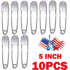 10Pcs 5 Inch Large Safety Pins for Clothes Big Safety Pins Heavy Giant USA