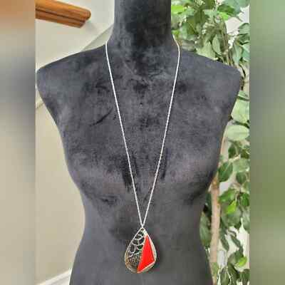Long Red Pendant Necklace