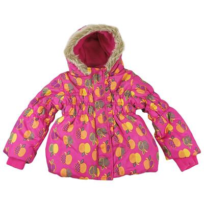 A2Z 4 Kids Girls Ruched Puffer Jackets Fruits Faux Fur Hooded Warm Thick Coats