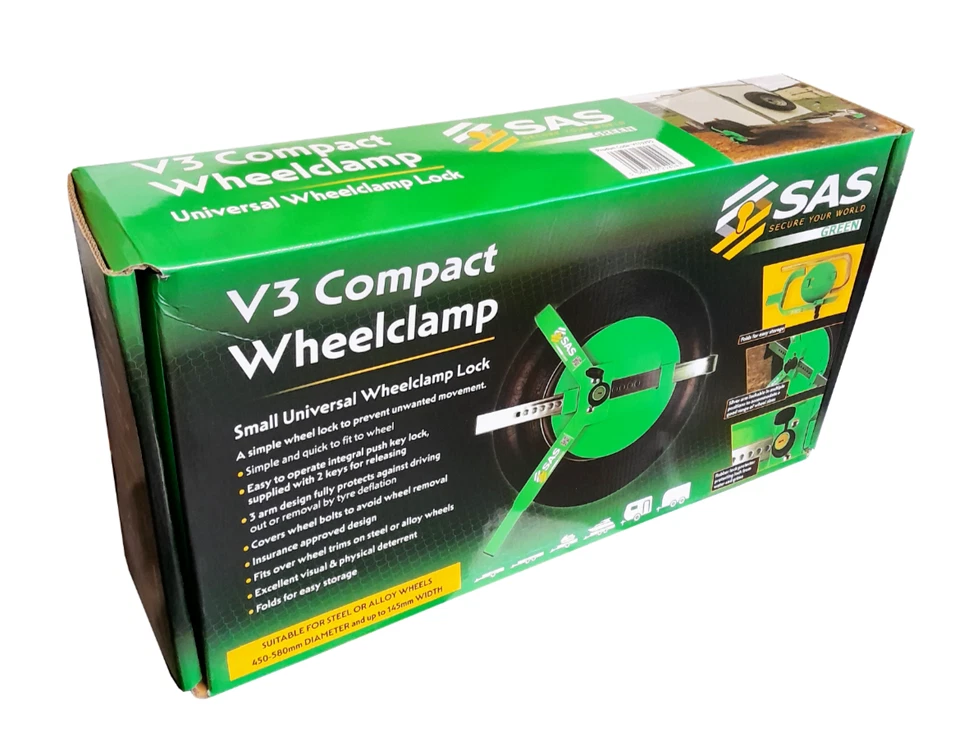 SAS V3 COMPACT WHEEL CLAMP, TRAILER SECURITY, UNIVERSAL FIT, EASY TO USE - Image 3 of 4