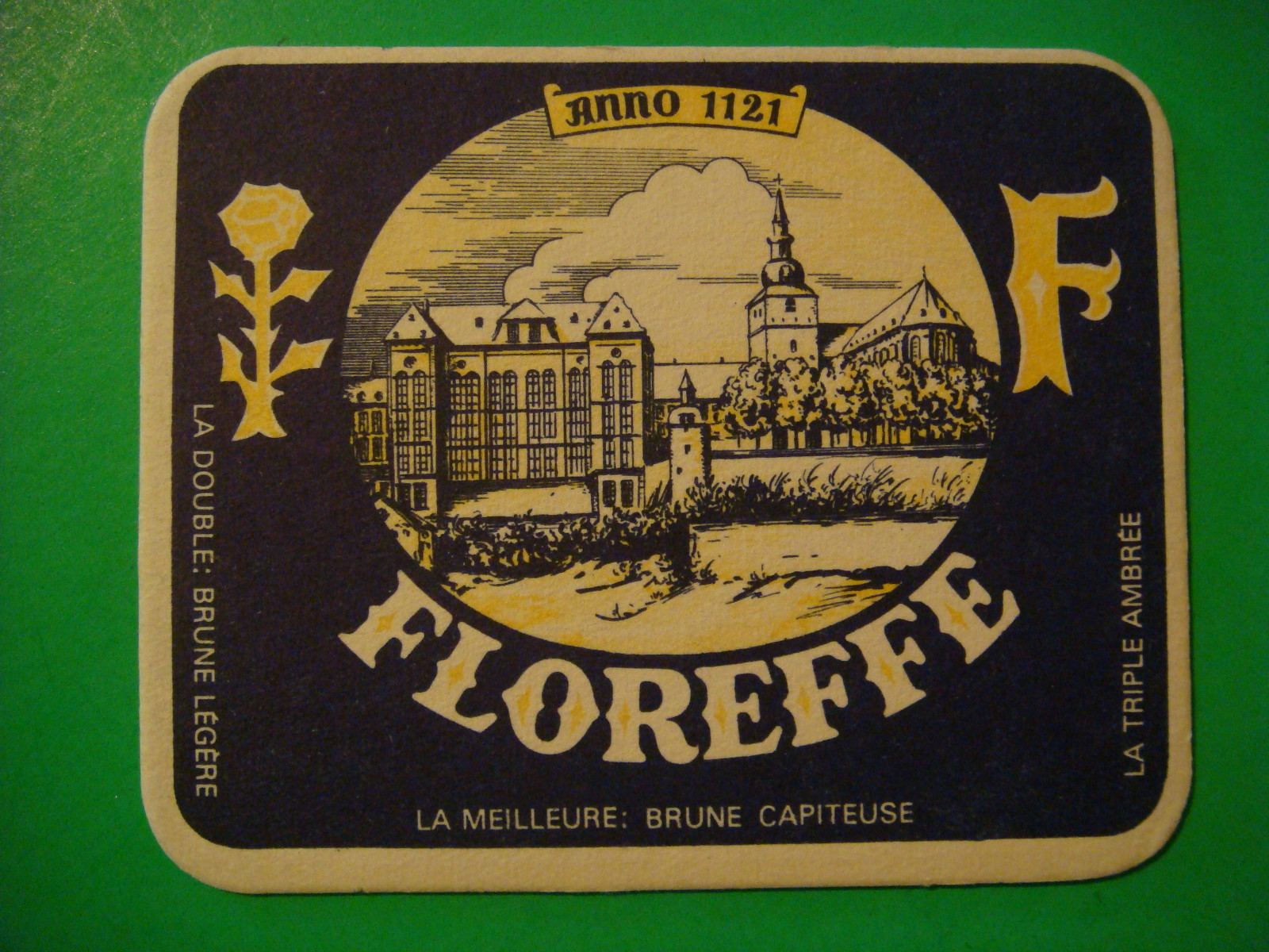 Bier Untersetzer Brasserie Lefebvre Floreffe Triple, Brune Rebecq