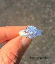 Lab-Created 2.50CT Round Cut Diamond Engagement Wedding Ring 14K White Gold Over