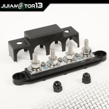 12V 250A 4 Post Busbar Bus Bar Power Distribution Block With Cover 5/16" Black