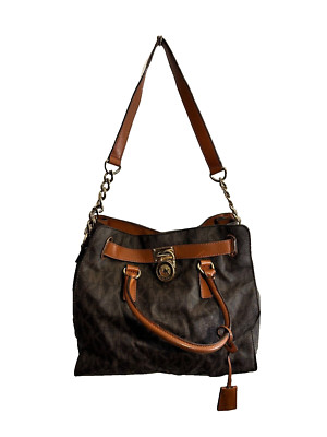 Michael Kors Classic Brown Leather Covered Canvas Bag!  Class and Style!