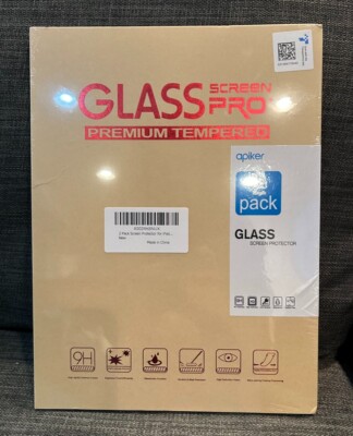 New  2 Pack Screen Protector for iPad apiker Tempered Glass Screen Protector