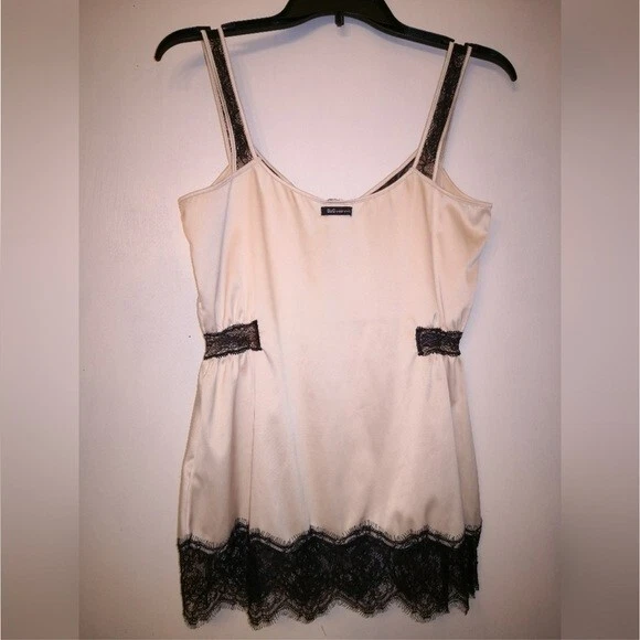 Dolce & Gabbana Vintage black white Silky Satin Lace Corset Cami Camisole Top S - Image 2 of 4