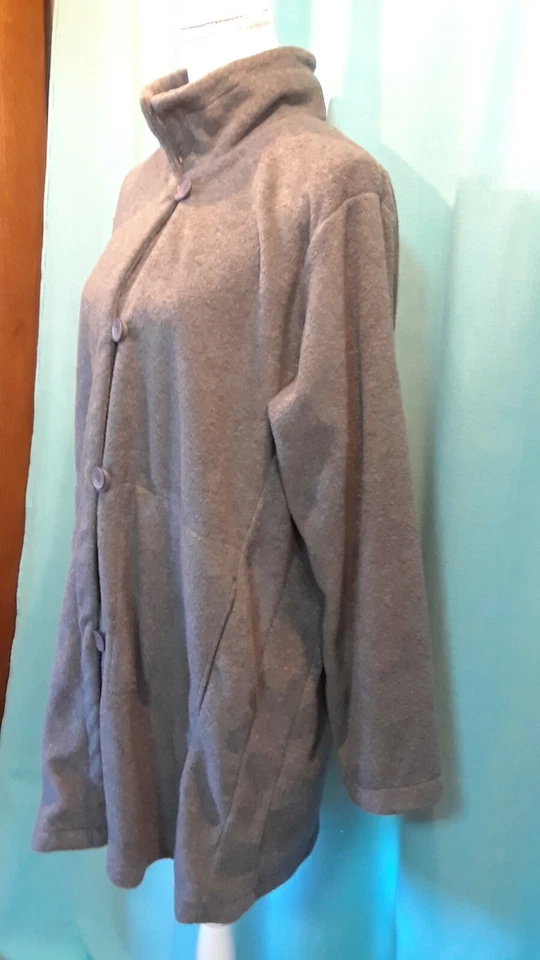 Roaman плюшевый полиэстер флис кнопка куртка серый пальто плюс размер 16 Вт - Изображение 2 из 4