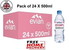 Image of Evian Still Water Bottle Mineral Natural Drinking Water Screw Cap 24 x 500ml