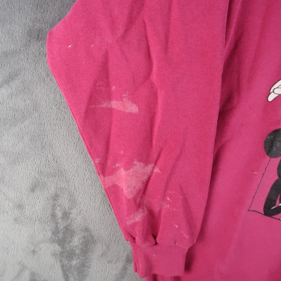 Vintage 90s Disney Mickey Mouse Minnie Crewneck Sweatshirt One Size Pink USA - Image 4 of 4