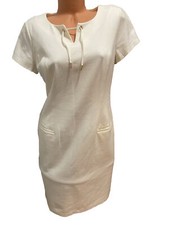 Talbots 8 Classic Off white/Cream split neck short sleeve dress. NWOT