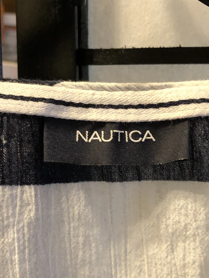 Traje de baño a rayas azul y blanco Nautica para mujer mediano M gasa de algodón Foto 2 de 3