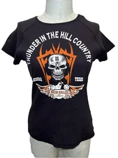 Thunder In The Hill Country Bandera Texas ‘06 Black Cotton T-Shrit Women's Biker