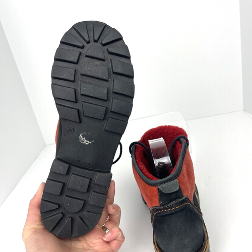 Marzetti Womens Hiking Boots Black Suede Sherpa Embroidered Lug Sole Italy EU 38 - Picture 6 of 10