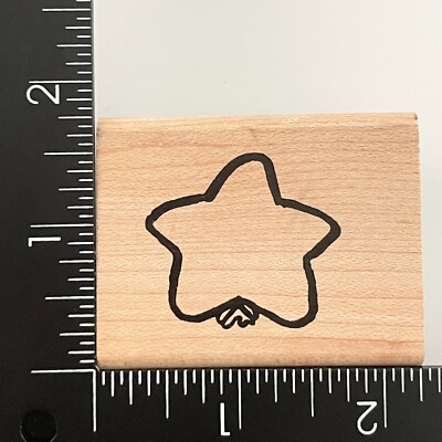 Denami Design Star Outline Wood Mounted Rubber Stamp