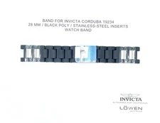Authentic Invicta Corduba 19234 Black Polyurethane & Steel Inserts Band