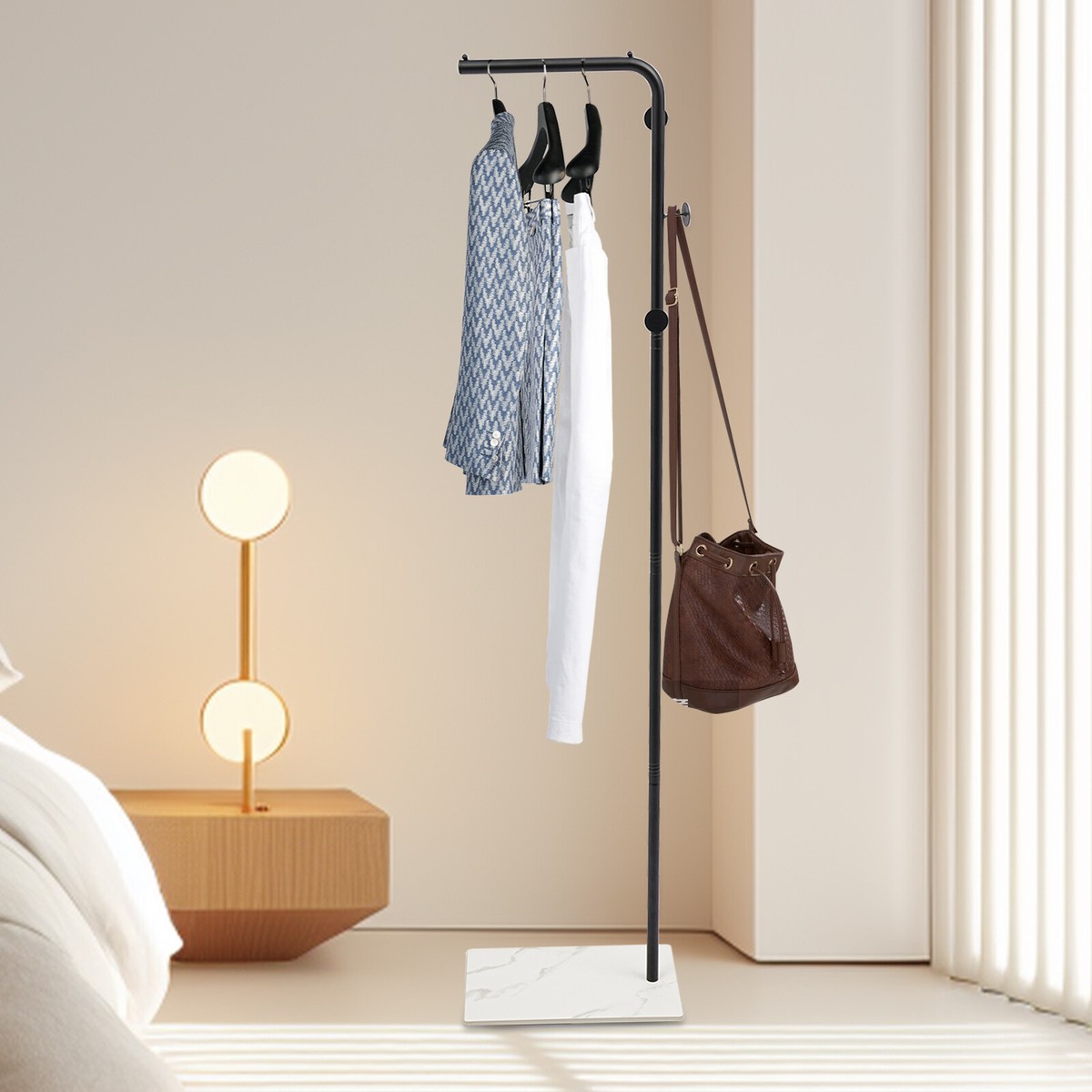 L-Shape Metal Coat Rack Hat Bag Stand Tree Clothes Hanger
