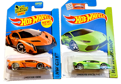 SET OF 2 LAMBORGHINI (VENENO & HURACAN) by HOT WHEELS 1:64 BRAND