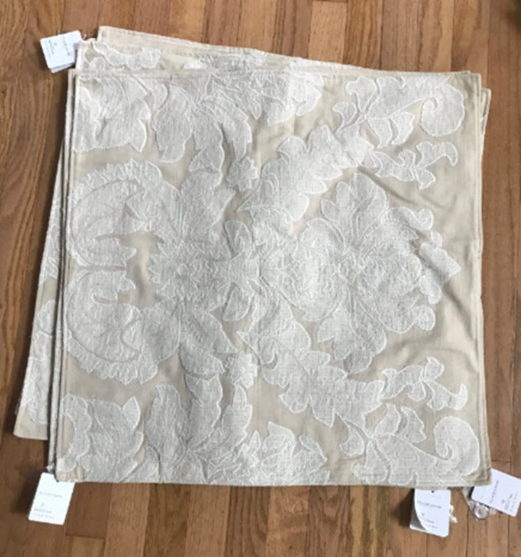 Pottery Barn Francesca Pillow Cover Ivory 24x24 Embroidered Floral