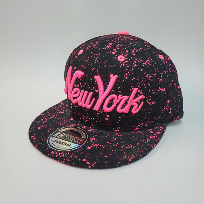 KBETHOS New York Pink and Black Speckled Snapback Hat