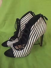 ZARA TALONS HAUTS CUIR TRESSÉ LACETS 38 ESCARPINS ACCROCHEURS