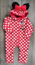 Baby Girl Disney Park 3 Month Red Disneyland Minnie Mouse Fleece Hooded Outfit
