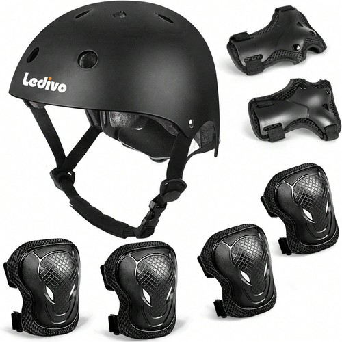 Kids Bike Helmet & Gear Set, Knee, Elbow Pads & Wrist Guards for Ages 3-9