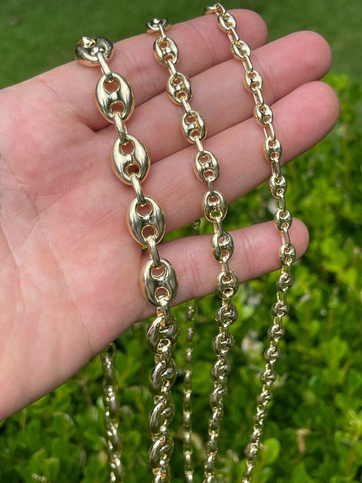 Gold Puffed Mariner Chain Necklace