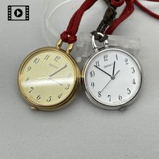 Vtg N.Mint Seiko Pocket Watch 2PCS Gold Silver 4N21-0022 Quartz -Ships from US