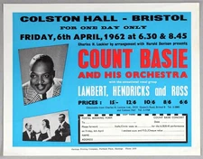 COUNT BASIE – rare vintage original Bristol 1963 jazz concert handbill