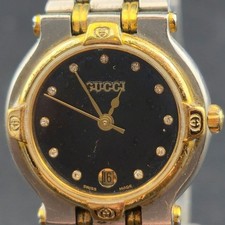 Gucci 9000L Vintage Two Tone Diamond Dial Swiss Date Watch 25mm 0029838