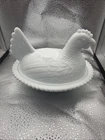 Vintage Indiana Large 7" Hen on Nest Covered Dish White Milk Glass MCM Farmhouse