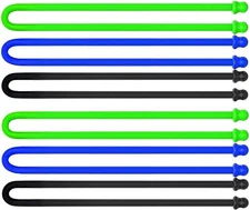 6Pcs 12-Inch Silicone Cable Tie, Steel-Core Twist Ties, Reusable Rubber Straps f