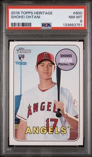 2018 TOPPS HERITAGE ROOKIE CARD SHOHEI OHTANI 600 PSA 8