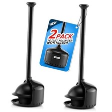 2Pack Toilet Plunger with Holder  Plungers for Bathroom with Holder, Black