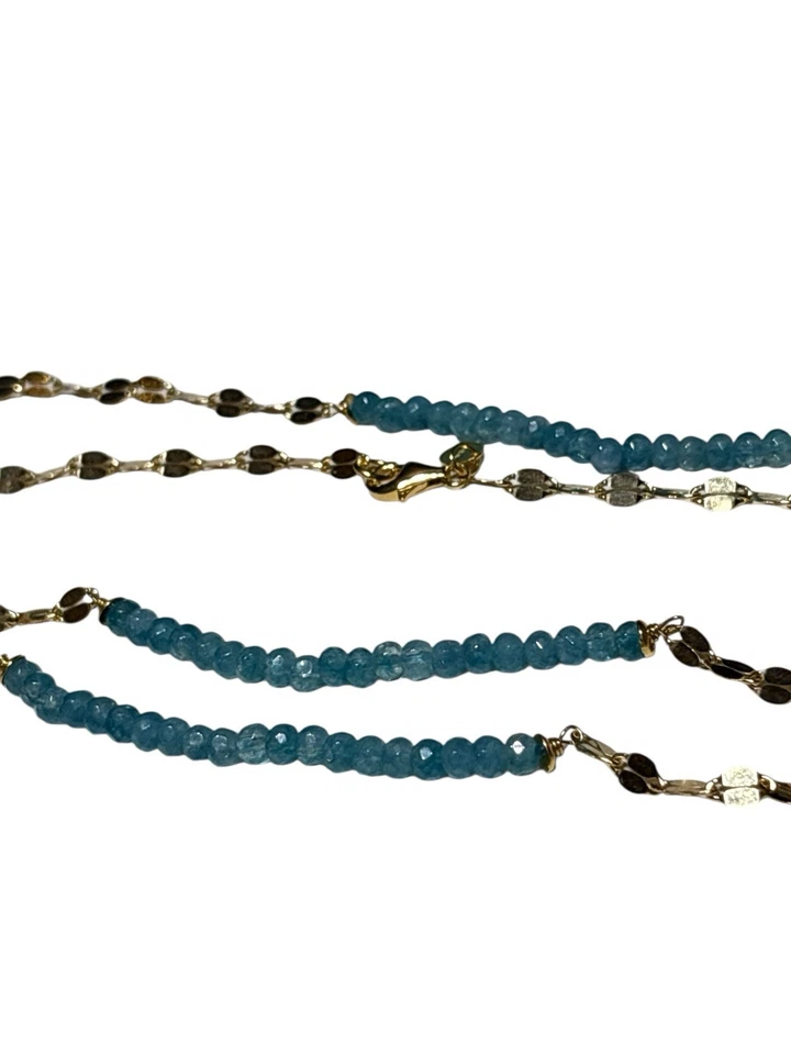 Colar HSN Technibond azul frisado 36” tom dourado / 925 NOVO - Imagem 3 de 4