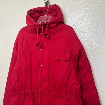 Gap Jacket Mens M Red Parka Down Hooded Cotton Pockets Heavy