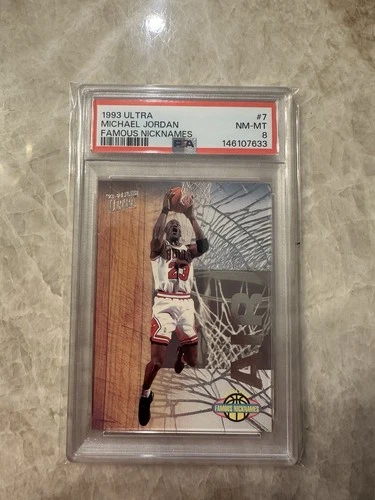 Michael Jordan 1993-94 Fleer Ultra Famous Nicknames Chicago Bulls #7 Card PSA 8