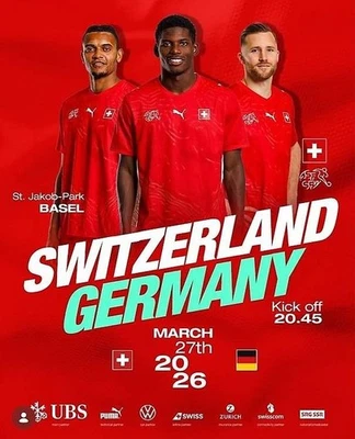 1-8 SITZPLÄTZE (SWISS FAN SECTOR) - SCHWEIZ VS DEUTSCHLAND - 27.03.2026 - BASEL - Bild 1 von 3