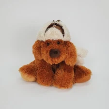 HugFun International Stuffed Shaggy Brown Dog Plush Trapper Hat Scarf 11”
