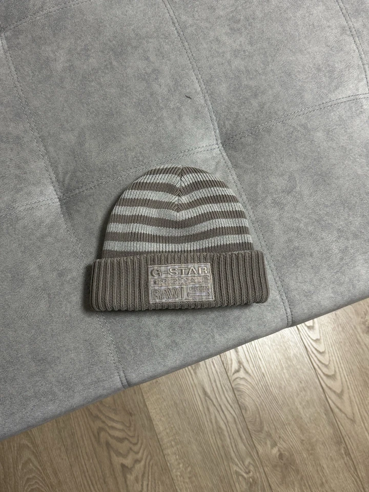 Vintage G-Star RAW Knitted Y2K Avant Garde Striped Big Hat Cap Knit - Image 3 of 4