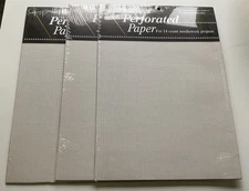 Lot of 3 - Mill Hill Perforated Paper - 6 Total Sheets of 14 Count 9”x12”  White